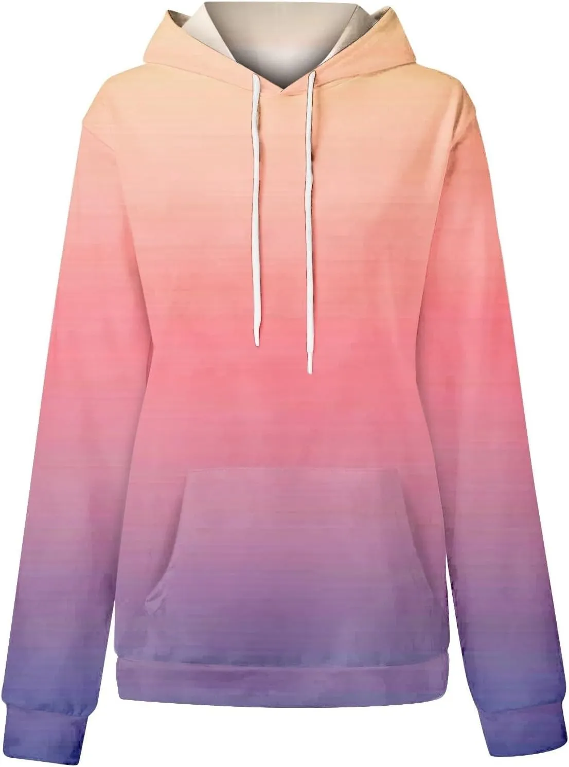 2024 Hoodies for Women Y2K Gradient Print Oversized Sweatshirt Casual Drawstring Hooded Pullover with Pocket