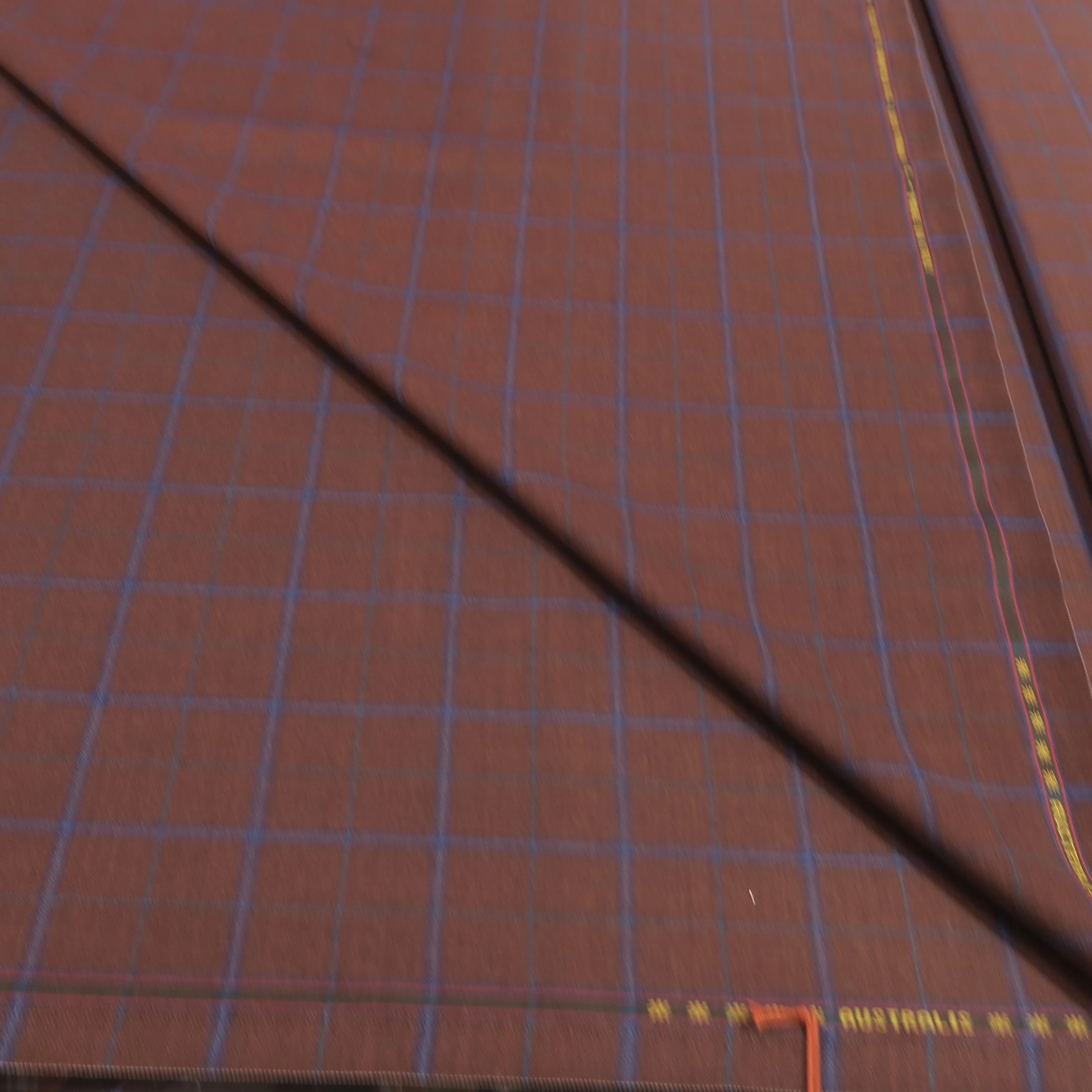 3 YDS Americano Brown and Navy Prince Of Wales Wool Loro Piana Fabric
