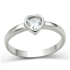 3W107 - Brass Ring Rhodium Women AAA Grade CZ Clear