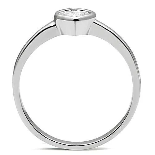 3W107 - Brass Ring Rhodium Women AAA Grade CZ Clear