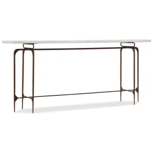 5633-85 Transitional Marble Console Table with Dark Bronze Iron Base – Stylish Accent for Any Room