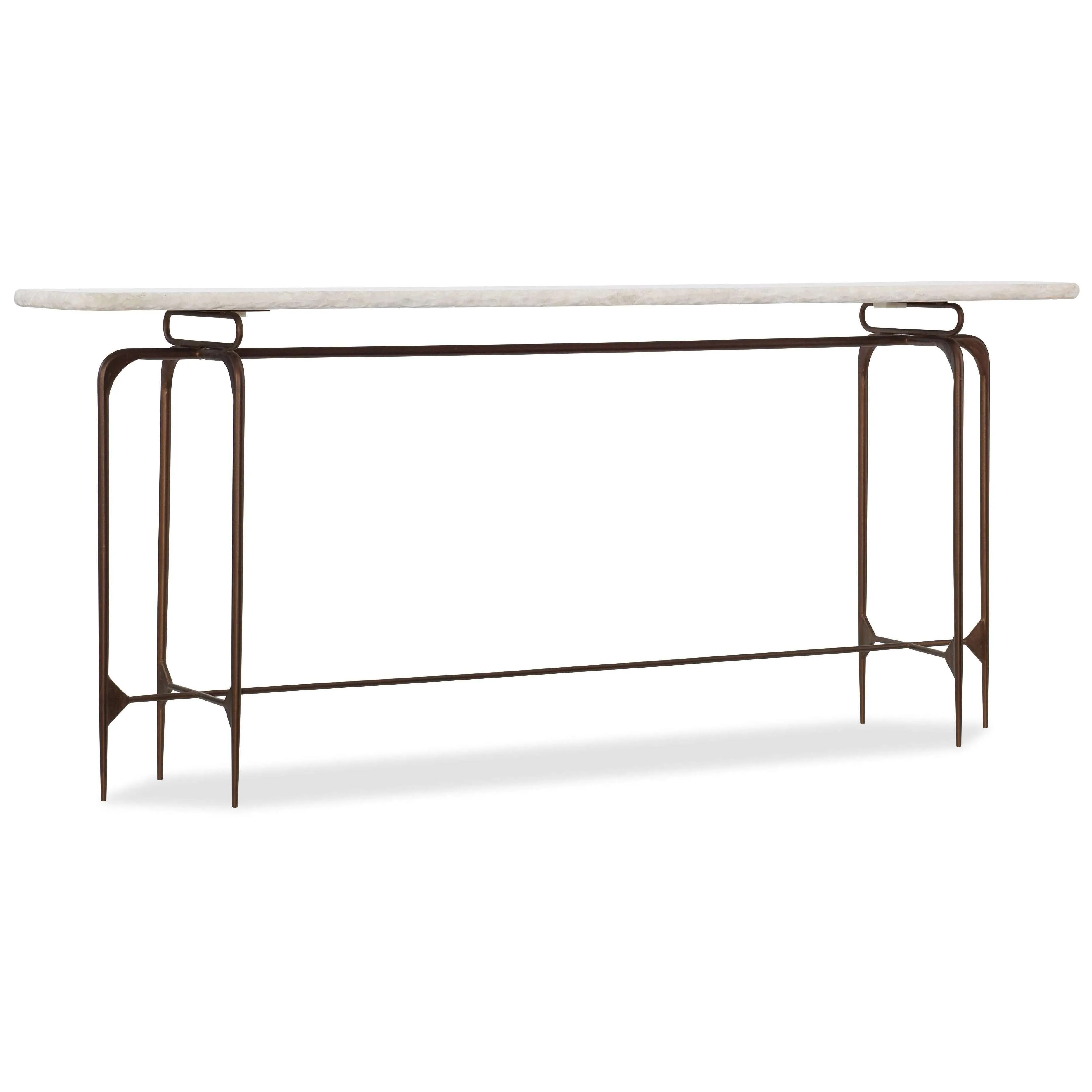 5633-85 Transitional Marble Console Table with Dark Bronze Iron Base – Stylish Accent for Any Room