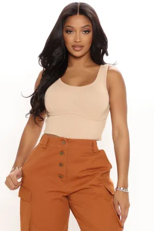 Aliana Ribbed Tank Top - Taupe