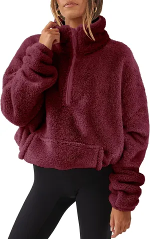 ANRABESS Womens Zip Up Hoodies Cropped Sweatshirts Fall Outfits Casual Hooded Pullover Sweaters Tops Winter Clothes 2024