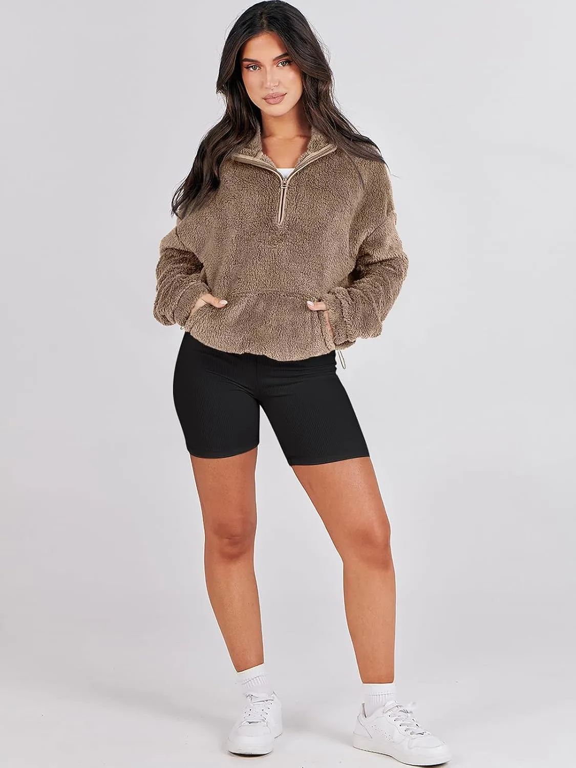 ANRABESS Womens Zip Up Hoodies Cropped Sweatshirts Fall Outfits Casual Hooded Pullover Sweaters Tops Winter Clothes 2024