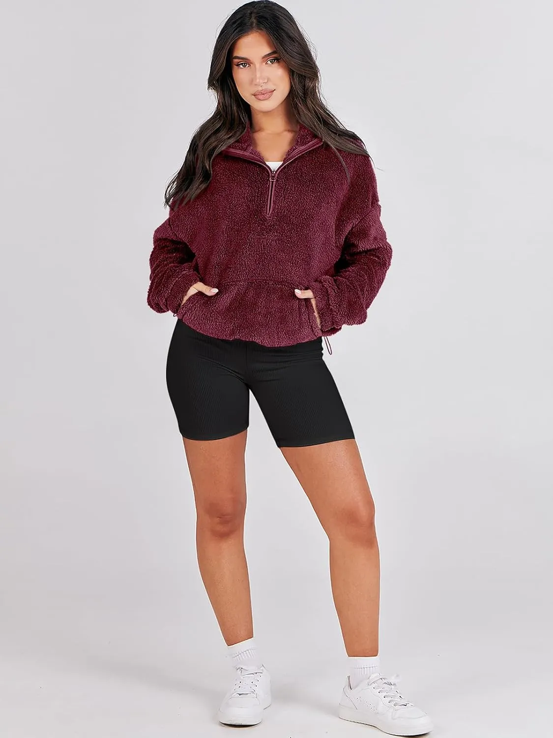 ANRABESS Womens Zip Up Hoodies Cropped Sweatshirts Fall Outfits Casual Hooded Pullover Sweaters Tops Winter Clothes 2024