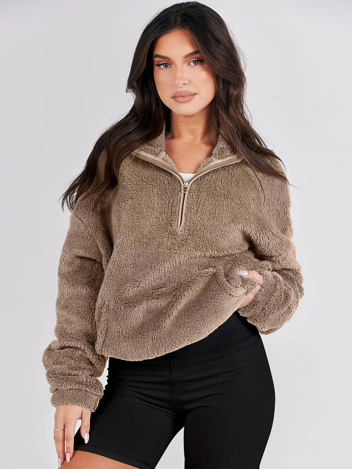 ANRABESS Womens Zip Up Hoodies Cropped Sweatshirts Fall Outfits Casual Hooded Pullover Sweaters Tops Winter Clothes 2024
