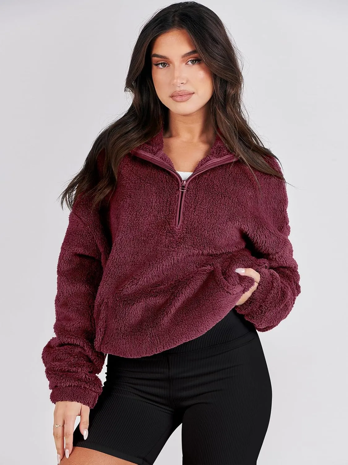 ANRABESS Womens Zip Up Hoodies Cropped Sweatshirts Fall Outfits Casual Hooded Pullover Sweaters Tops Winter Clothes 2024