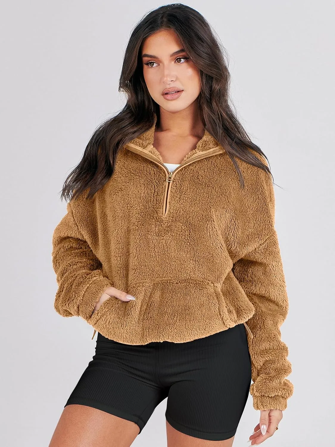 ANRABESS Womens Zip Up Hoodies Cropped Sweatshirts Fall Outfits Casual Hooded Pullover Sweaters Tops Winter Clothes 2024