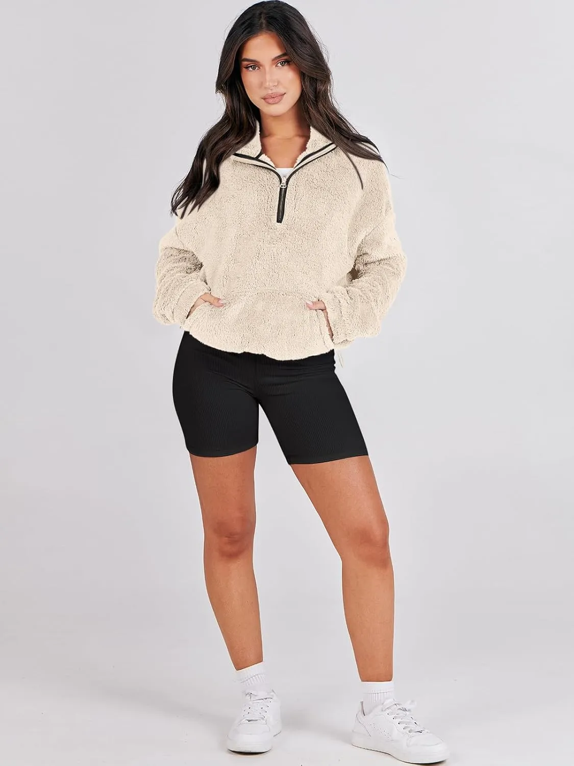 ANRABESS Womens Zip Up Hoodies Cropped Sweatshirts Fall Outfits Casual Hooded Pullover Sweaters Tops Winter Clothes 2024