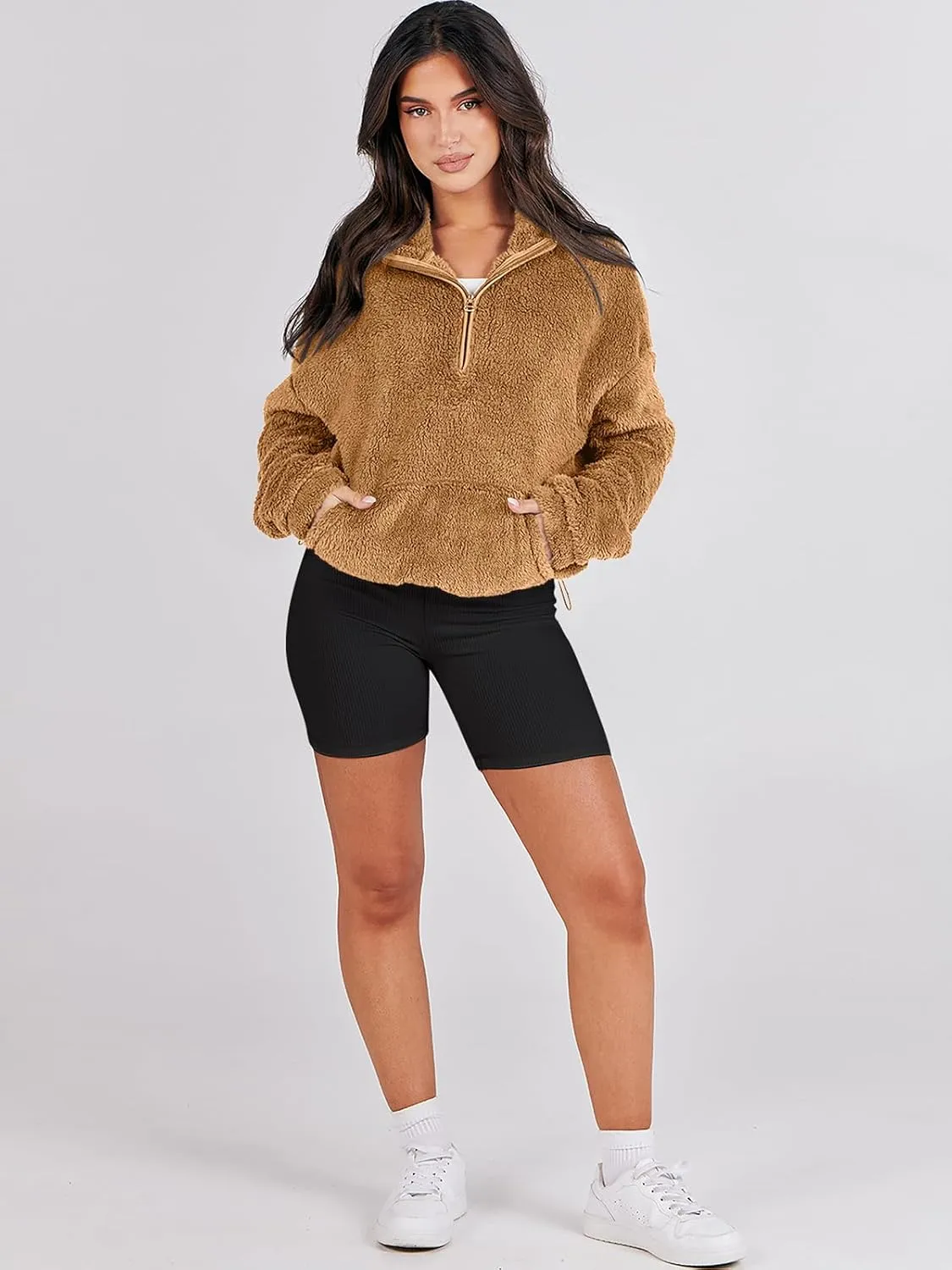 ANRABESS Womens Zip Up Hoodies Cropped Sweatshirts Fall Outfits Casual Hooded Pullover Sweaters Tops Winter Clothes 2024