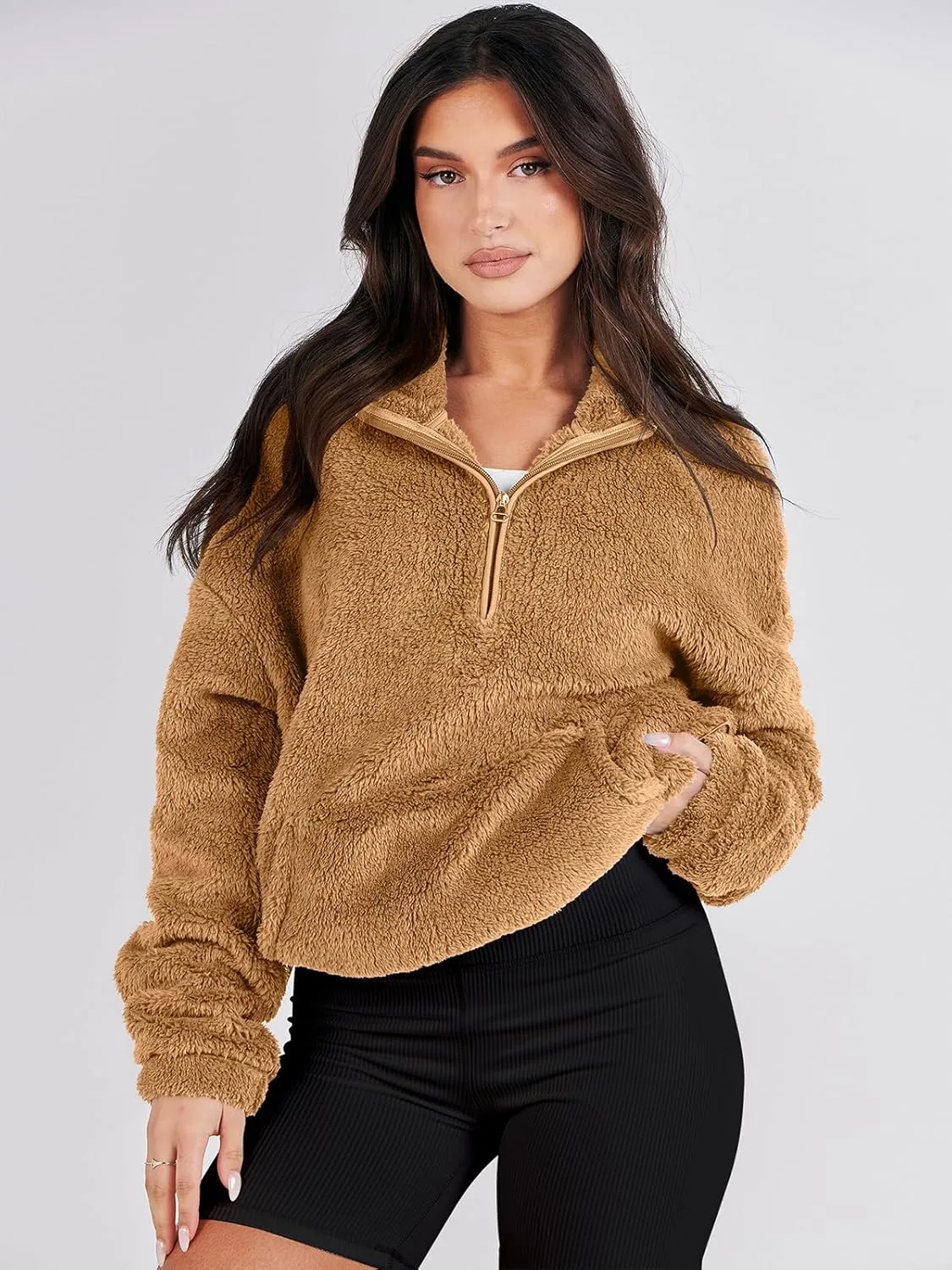 ANRABESS Womens Zip Up Hoodies Cropped Sweatshirts Fall Outfits Casual Hooded Pullover Sweaters Tops Winter Clothes 2024