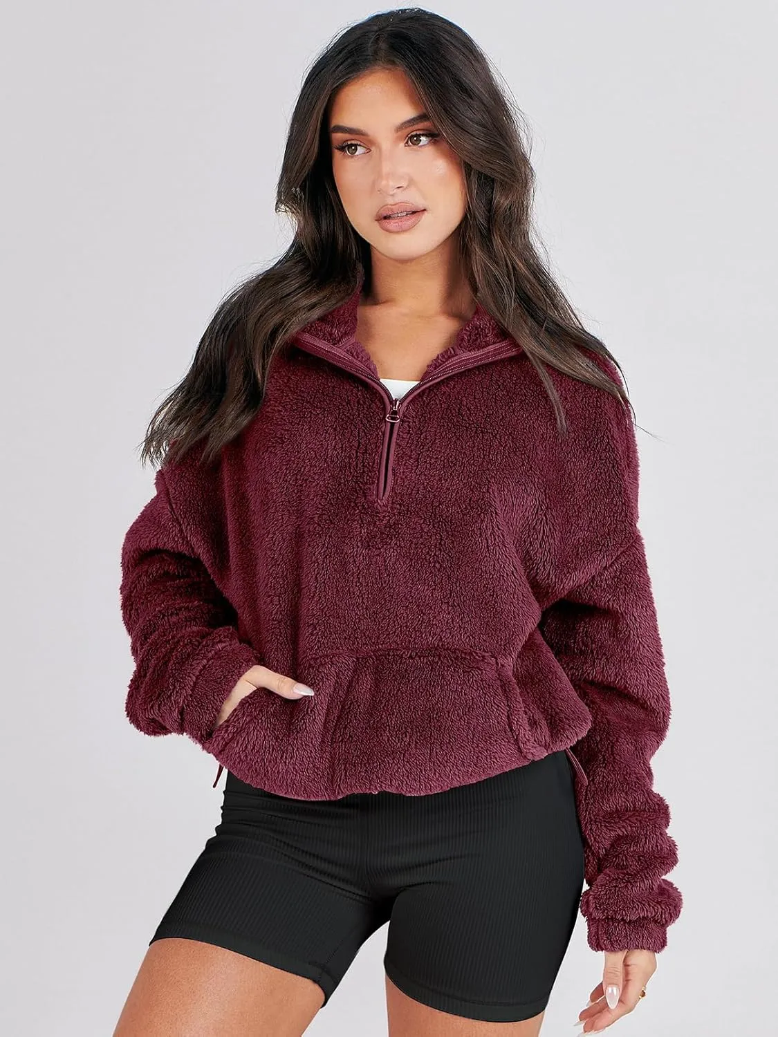 ANRABESS Womens Zip Up Hoodies Cropped Sweatshirts Fall Outfits Casual Hooded Pullover Sweaters Tops Winter Clothes 2024