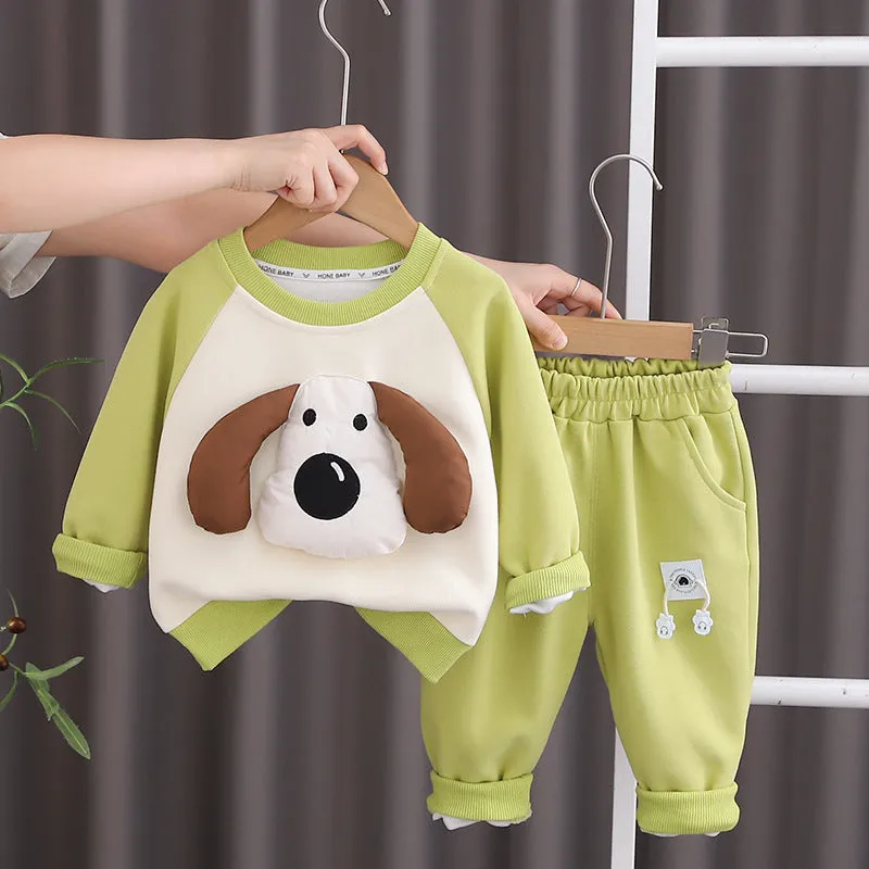 Baby Girl Clothing Set Green Pup Ensemble