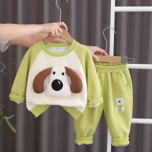 Baby Girl Clothing Set Green Pup Ensemble