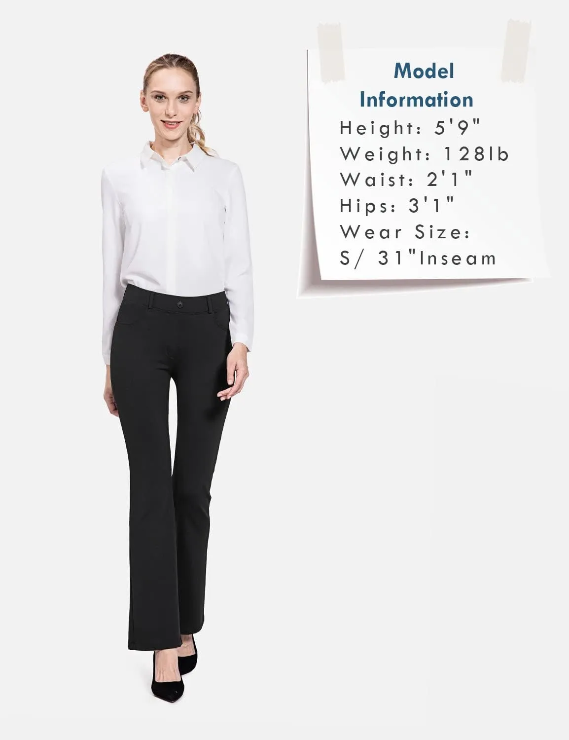 baleaf Womens Dress Pants 29"/31" Yoga Work Pants Straight Leg/Bootcut Pull On Slacks Business Casual Office Pockets