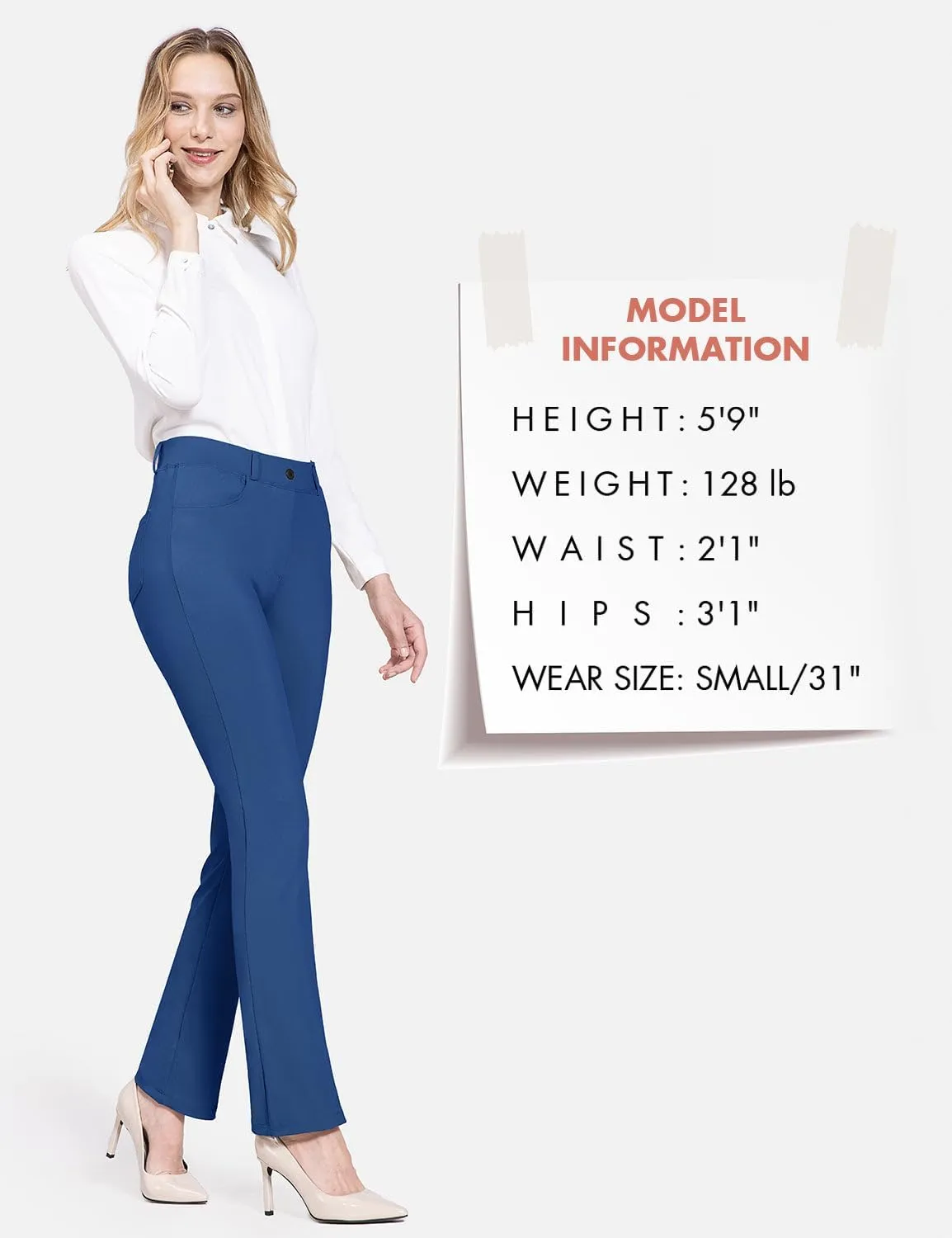 baleaf Womens Dress Pants 29"/31" Yoga Work Pants Straight Leg/Bootcut Pull On Slacks Business Casual Office Pockets