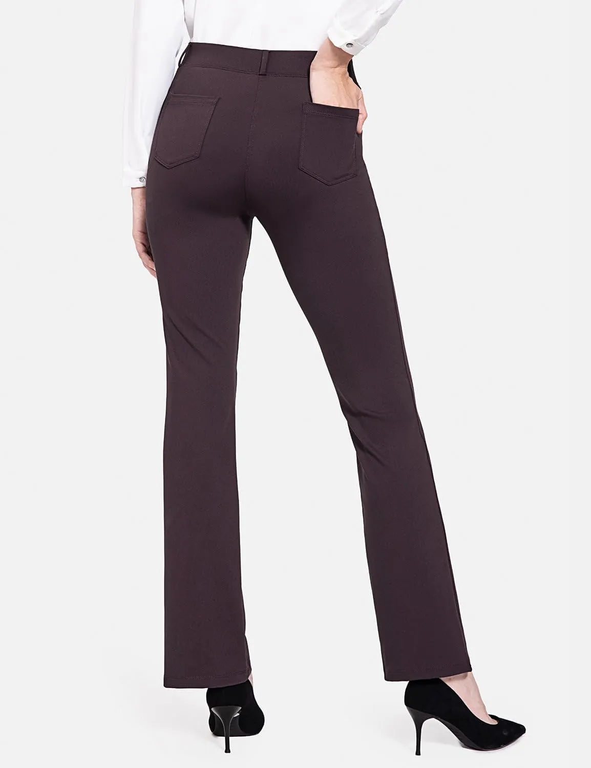 baleaf Womens Dress Pants 29"/31" Yoga Work Pants Straight Leg/Bootcut Pull On Slacks Business Casual Office Pockets