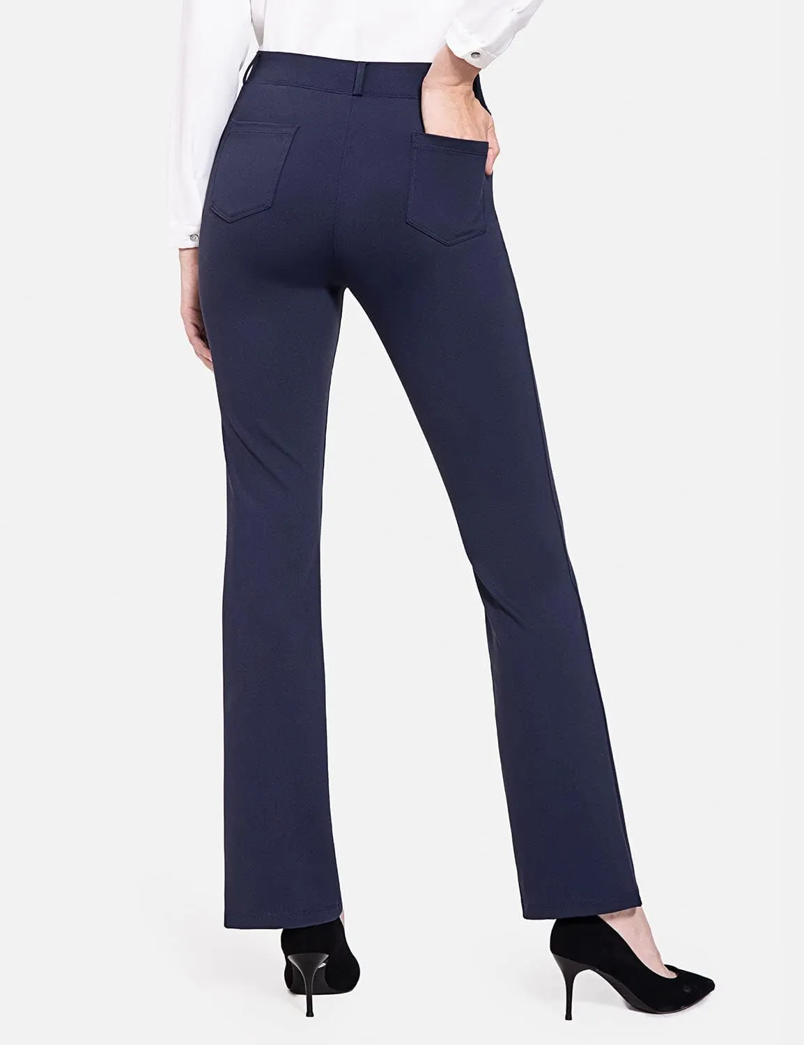 baleaf Womens Dress Pants 29"/31" Yoga Work Pants Straight Leg/Bootcut Pull On Slacks Business Casual Office Pockets