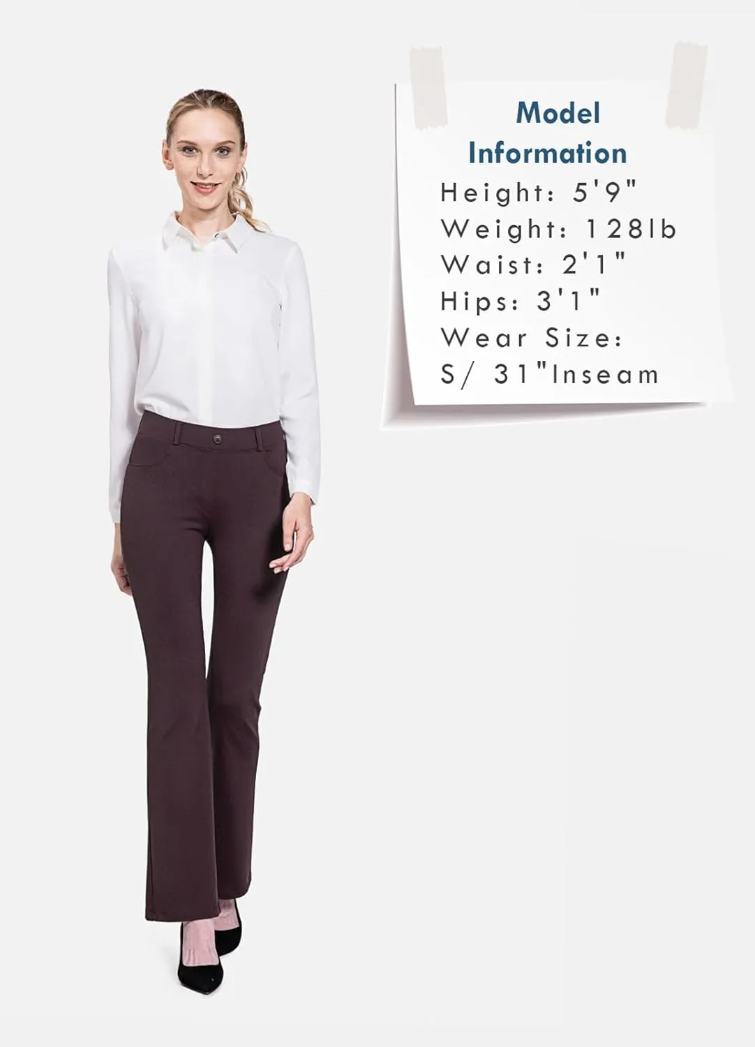 baleaf Womens Dress Pants 29"/31" Yoga Work Pants Straight Leg/Bootcut Pull On Slacks Business Casual Office Pockets