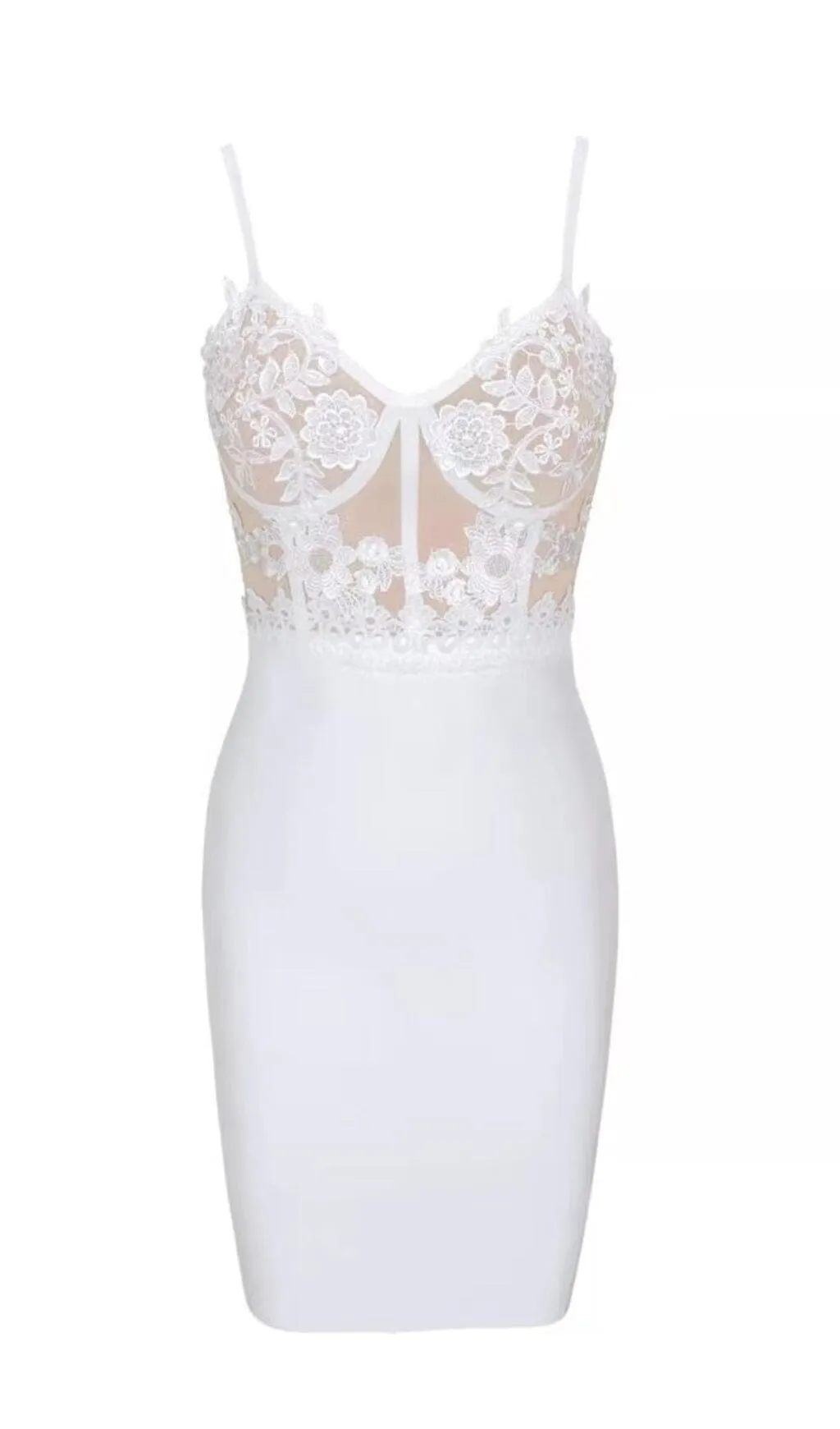 BANDAGE LACE STRAPPY MINI DRESS IN WHITE