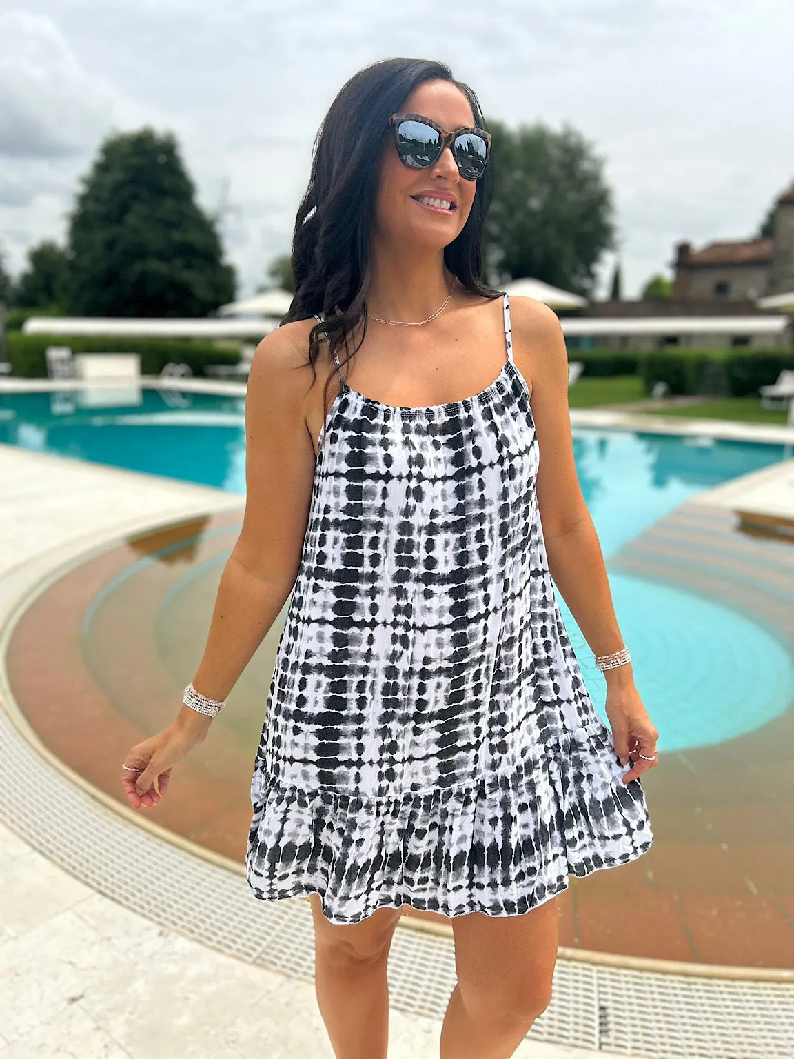 Black Croc Print Strappy Dress Thea
