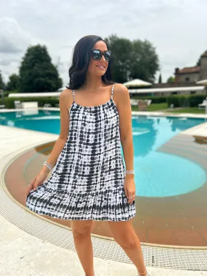 Black Croc Print Strappy Dress Thea