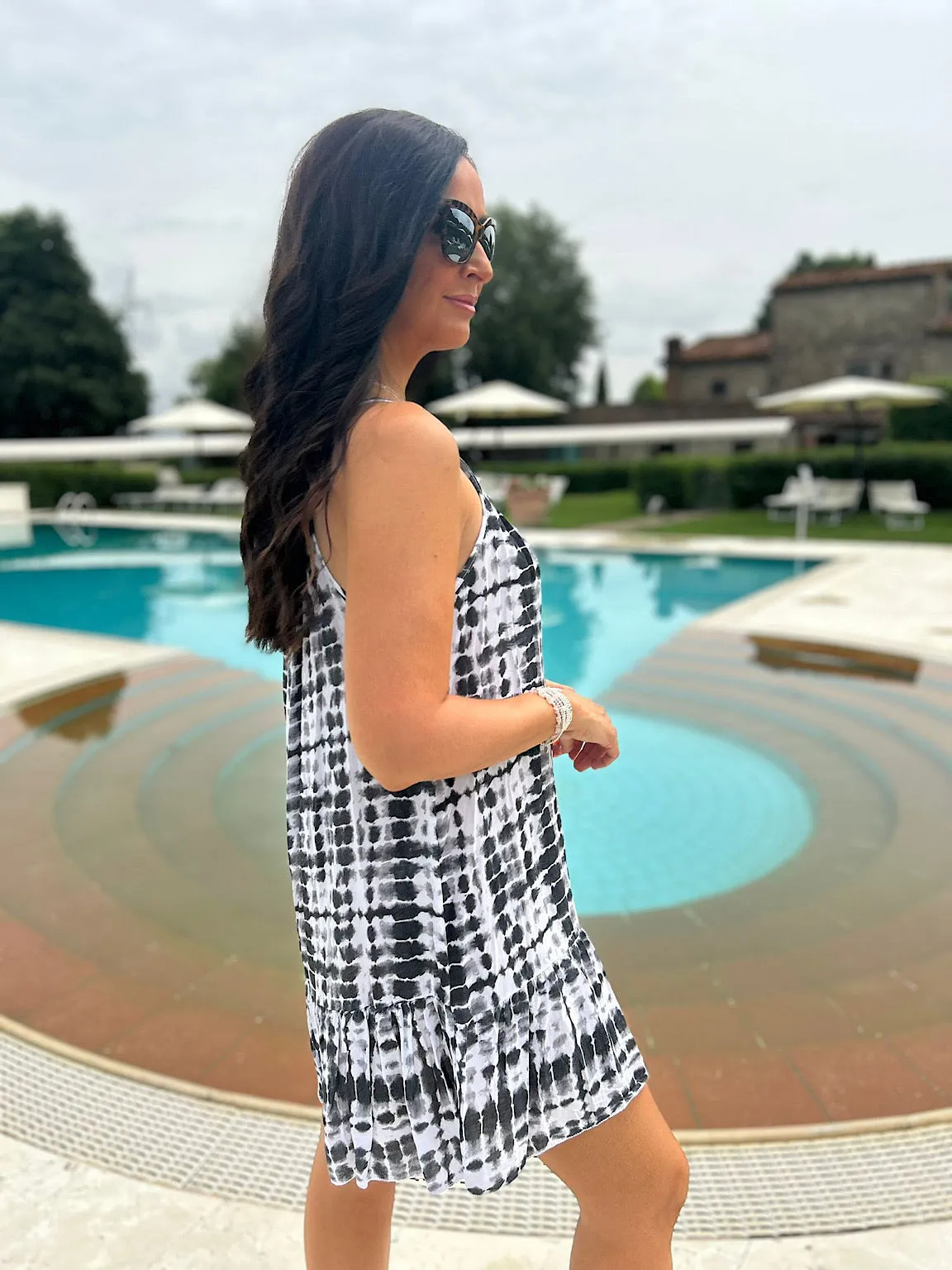 Black Croc Print Strappy Dress Thea
