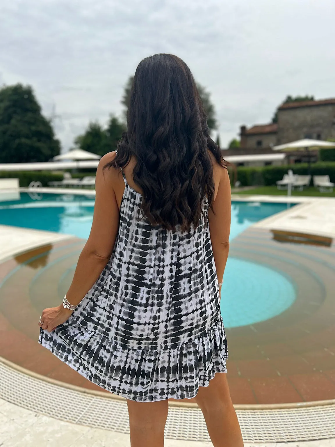 Black Croc Print Strappy Dress Thea