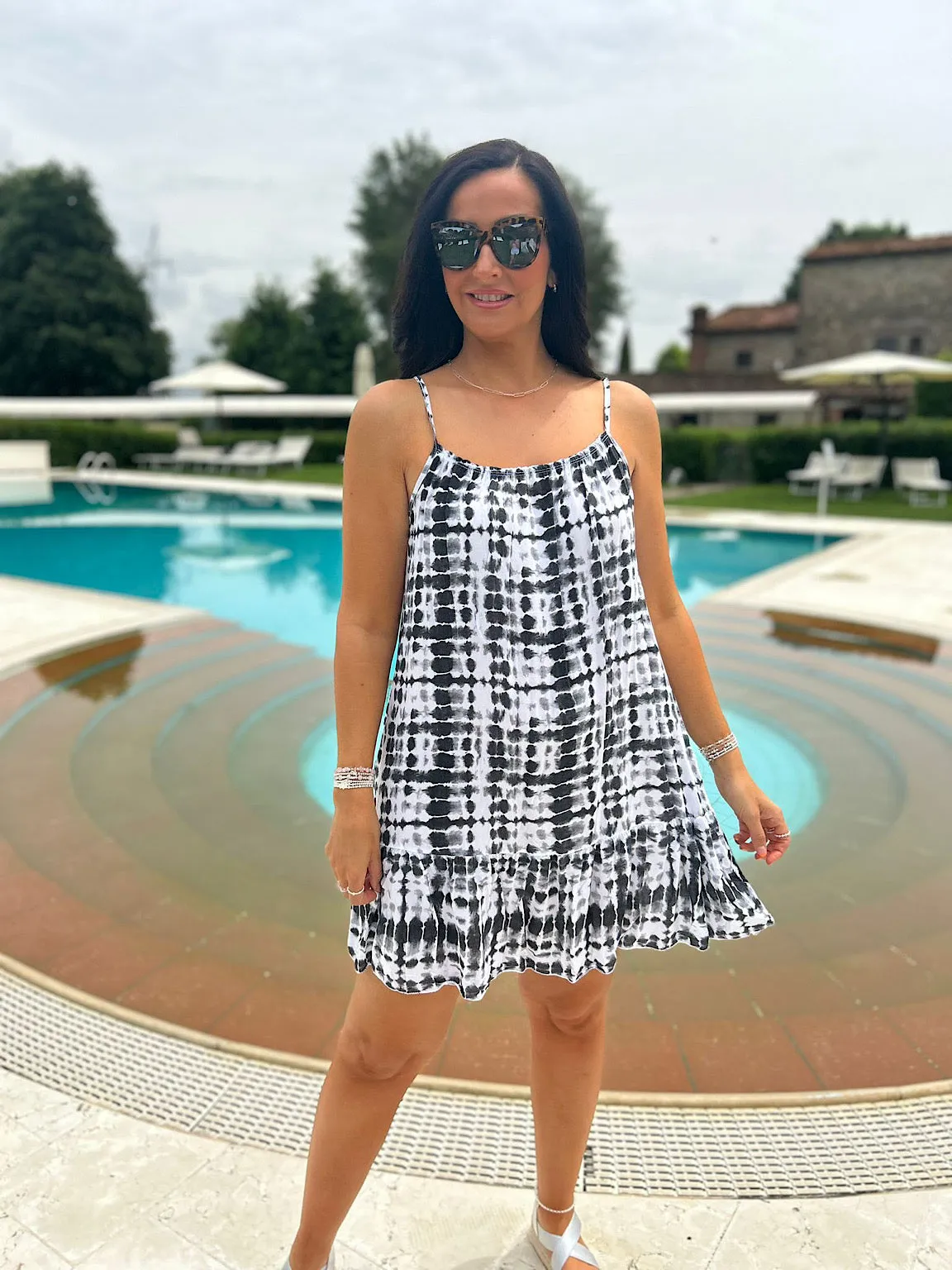 Black Croc Print Strappy Dress Thea