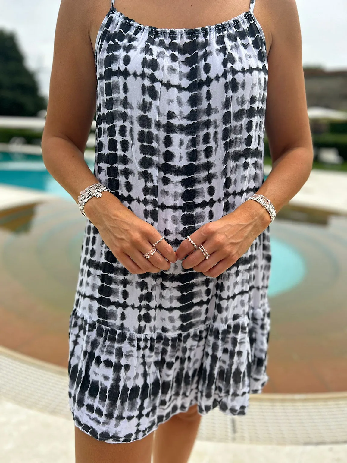 Black Croc Print Strappy Dress Thea