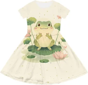 Black Dress for Girls Cute Outfits Short Sleeve Dresses with Pocket Summer Dress Size 2-14 T Kids