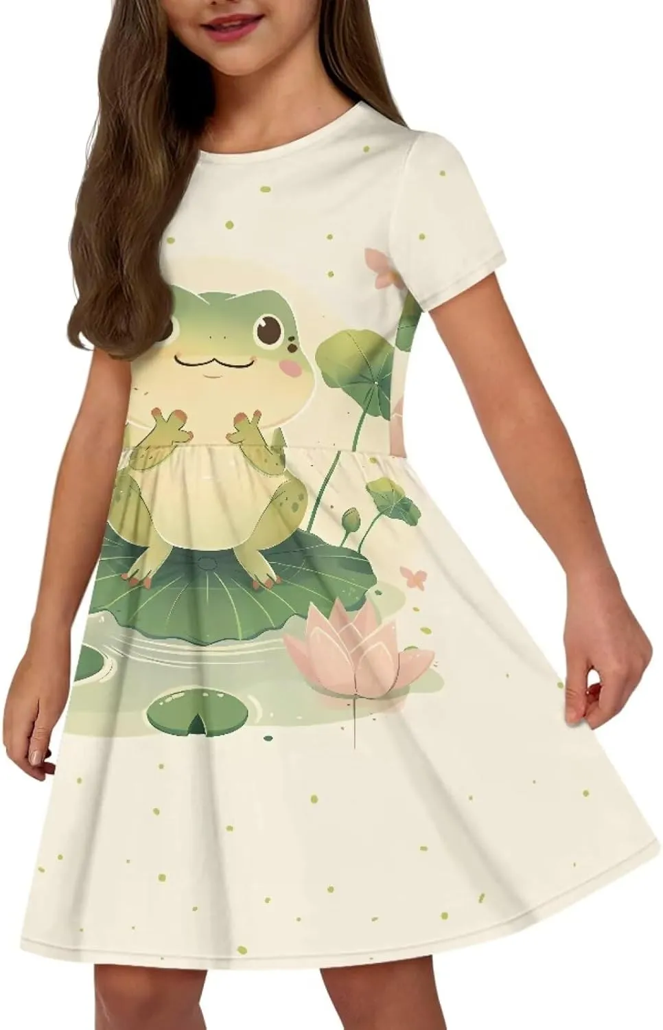 Black Dress for Girls Cute Outfits Short Sleeve Dresses with Pocket Summer Dress Size 2-14 T Kids