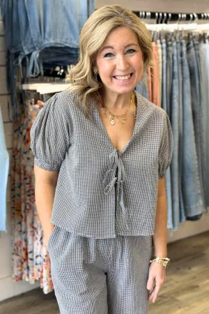 Black Seersucker Fly Away Blouse