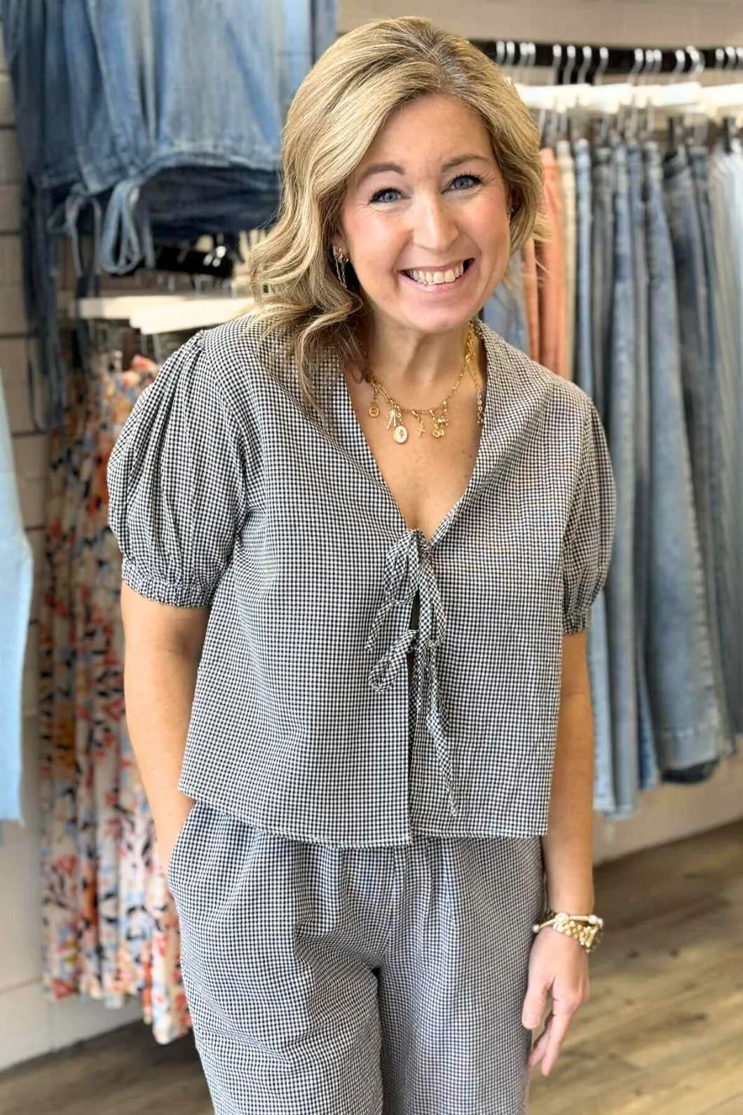 Black Seersucker Fly Away Blouse