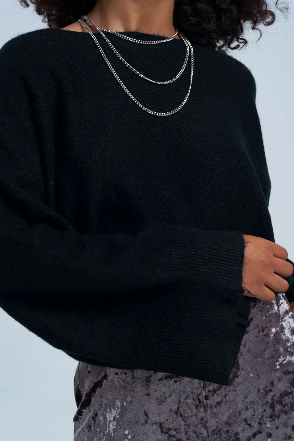 Black short sweater