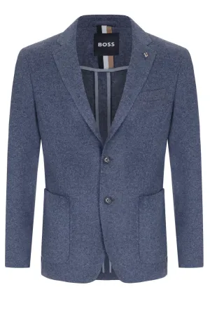 BOSS - Slim-Fit Jacket In Stretch Jersey With Wool In Open Blue 50502533 475
