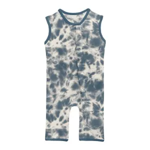 Boy's Print Bamboo Tank Romper - Deep Sea Tie Dye