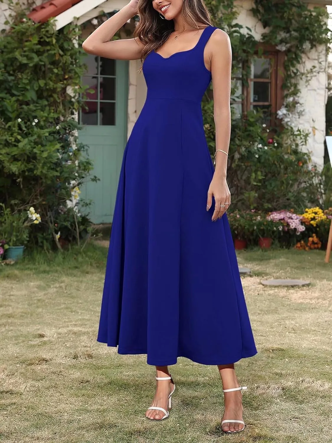 Brosloth Womens Wedding Guest Dresses Elegant Long Sweetheart Neckline Sleeveless Cocktail Dress