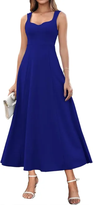 Brosloth Womens Wedding Guest Dresses Elegant Long Sweetheart Neckline Sleeveless Cocktail Dress