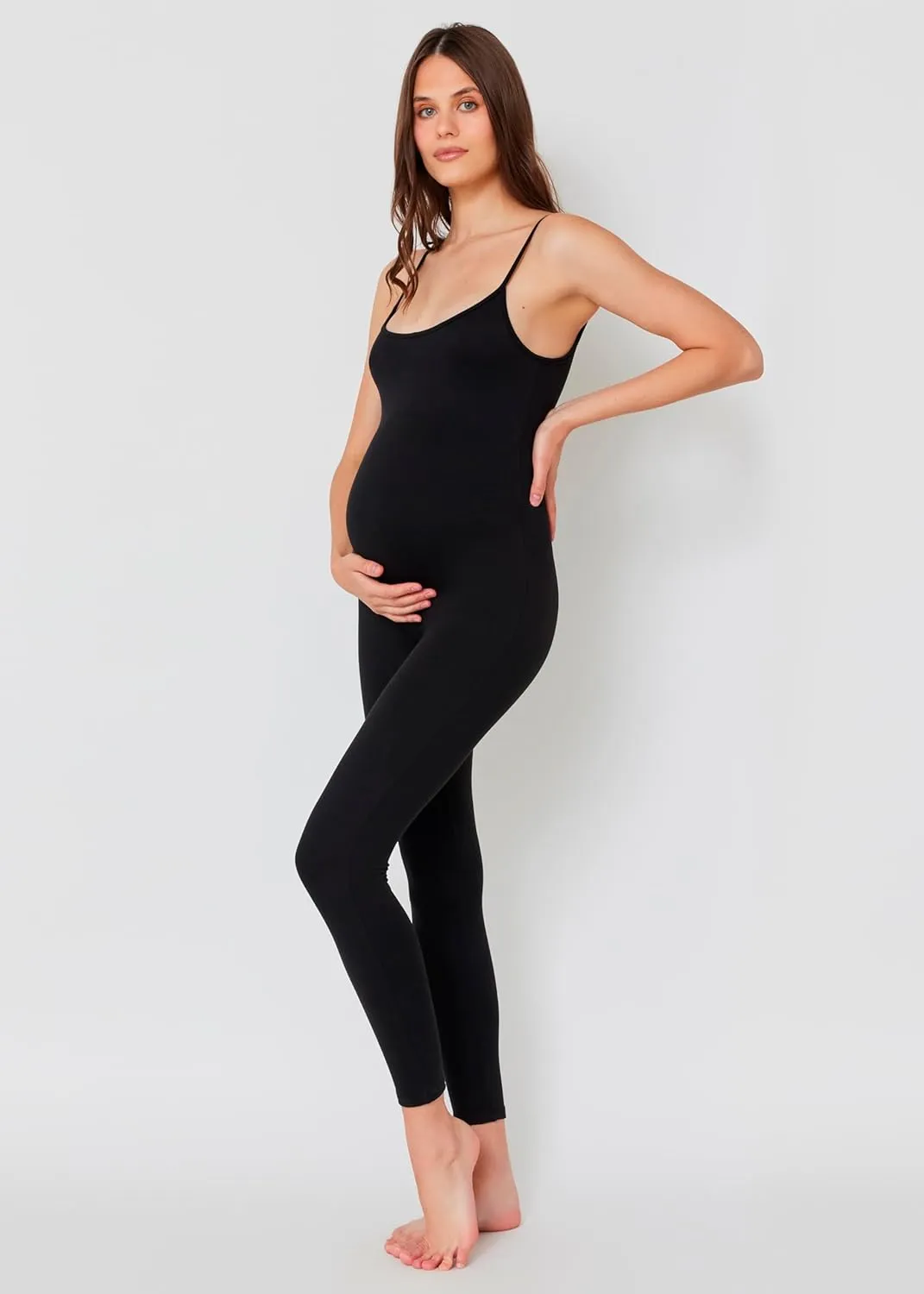 BUMPSUIT Maternity Bodysuit Comfortable and Stylish One Piece Pregnancy Jumpsuit for Women Scoop Neckline