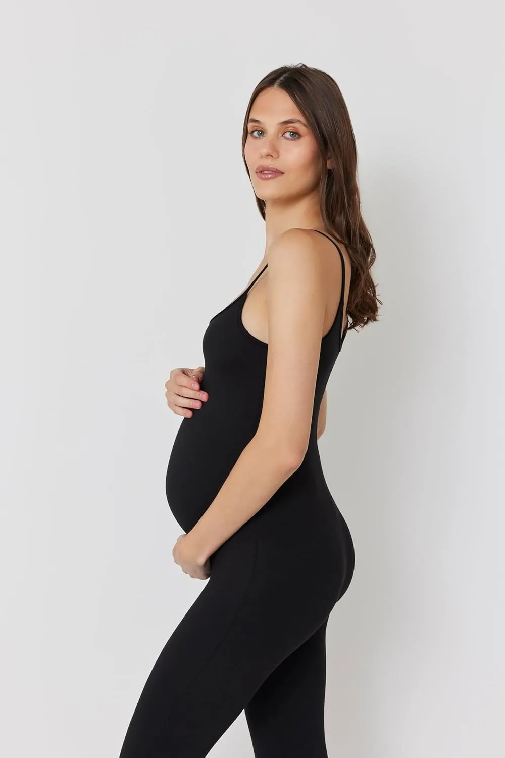 BUMPSUIT Maternity Bodysuit Comfortable and Stylish One Piece Pregnancy Jumpsuit for Women Scoop Neckline