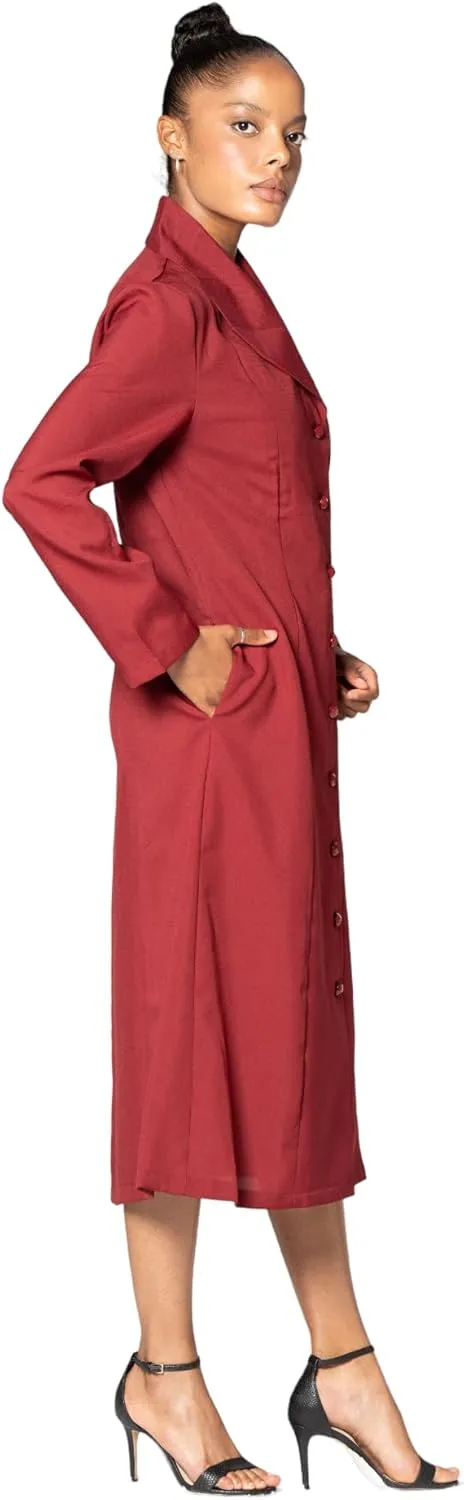 Button Front Clergy Dresses for Women - Elegant Church Dress & Uniform, Clergy Robes Women Choir Robe G11674