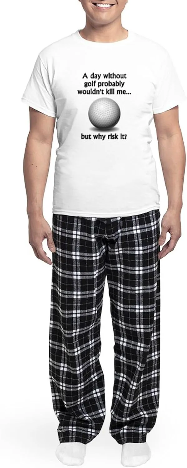 CafePress A Day Without Golf Pajamas Men's Novelty Light Pajama Set, Comfortable PJ Sleepwear