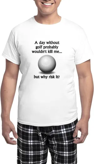 CafePress A Day Without Golf Pajamas Men's Novelty Light Pajama Set, Comfortable PJ Sleepwear