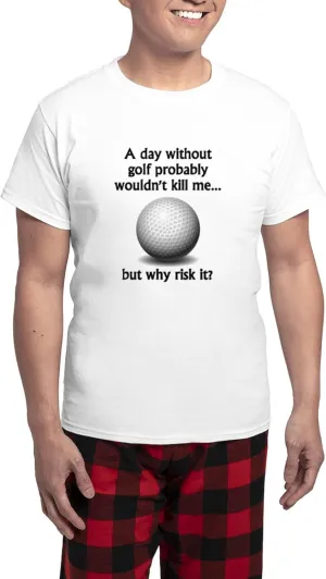 CafePress A Day Without Golf Pajamas Men's Novelty Light Pajama Set, Comfortable PJ Sleepwear