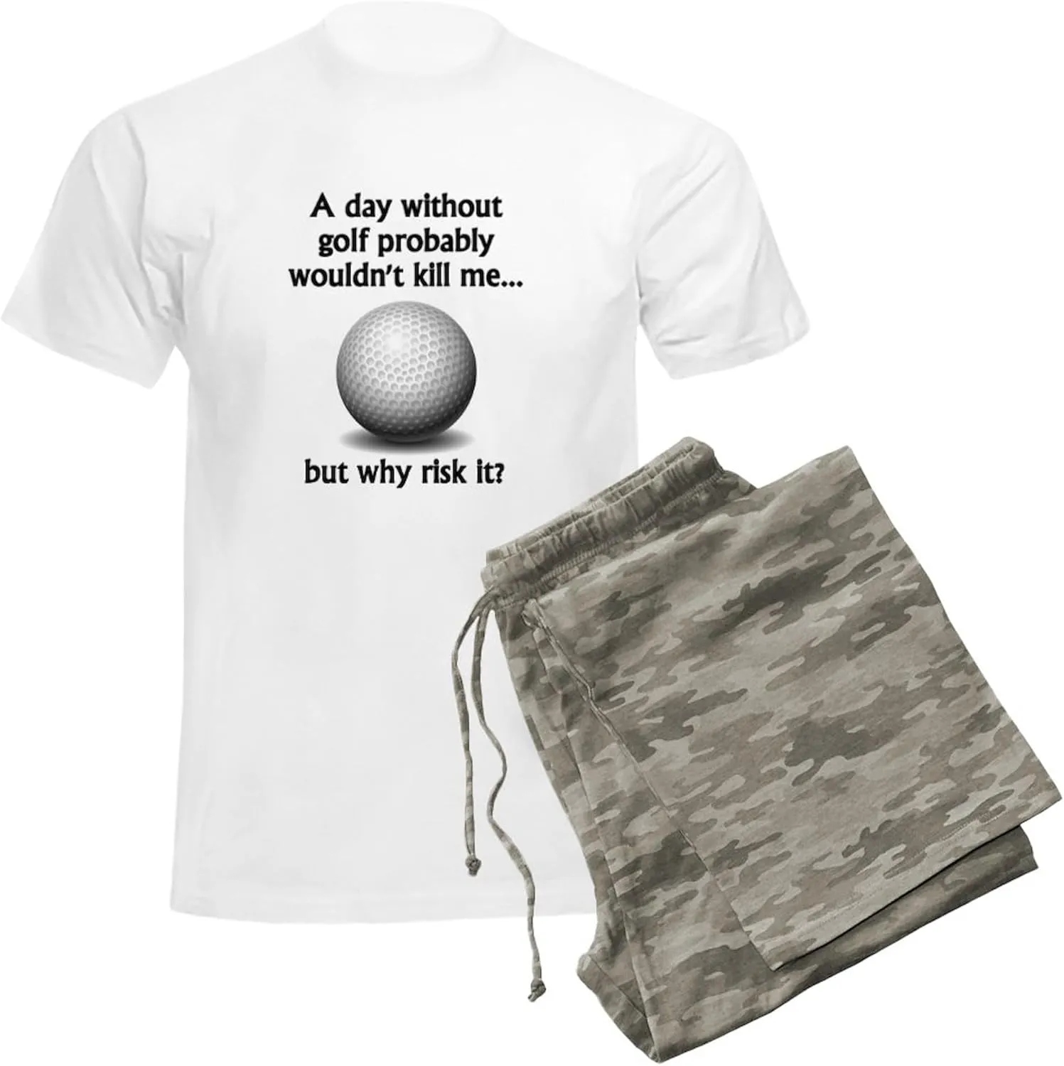 CafePress A Day Without Golf Pajamas Men's Novelty Light Pajama Set, Comfortable PJ Sleepwear