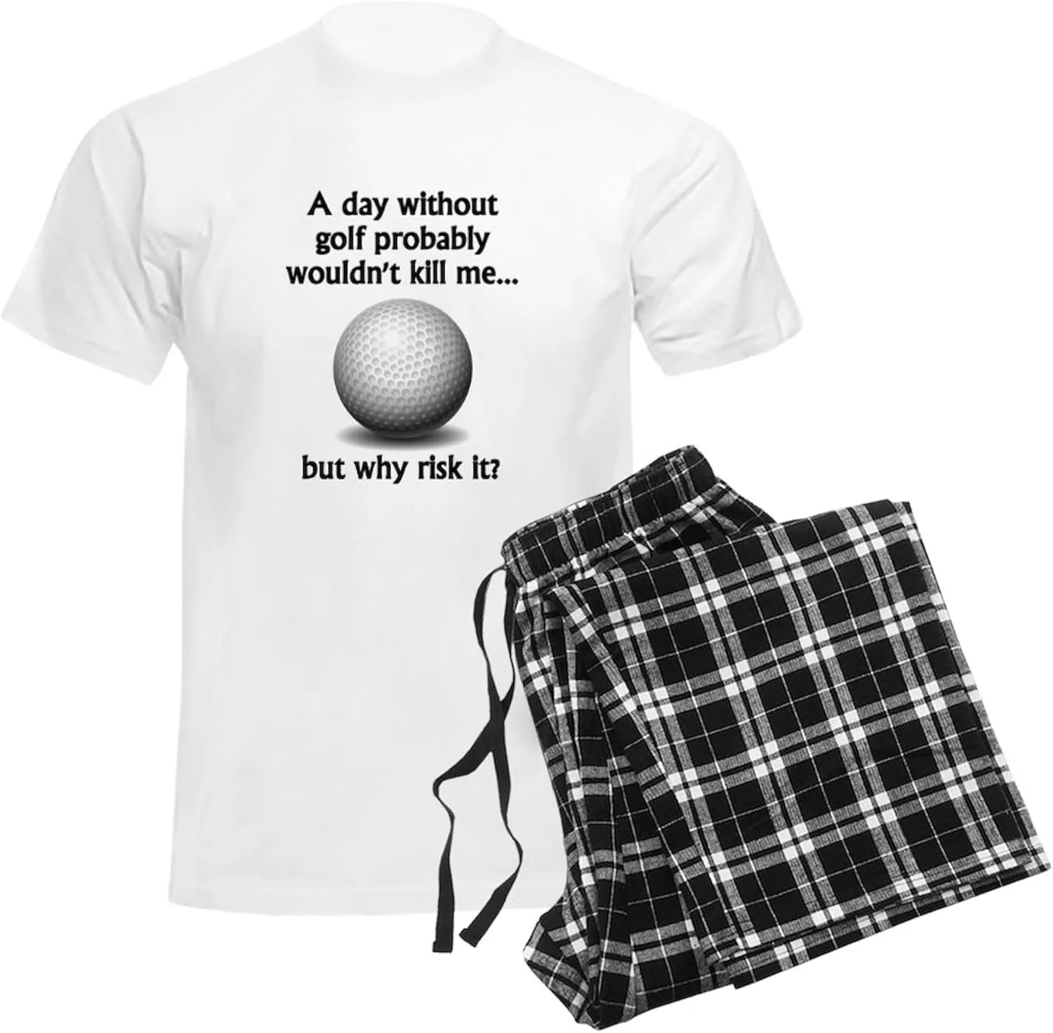 CafePress A Day Without Golf Pajamas Men's Novelty Light Pajama Set, Comfortable PJ Sleepwear