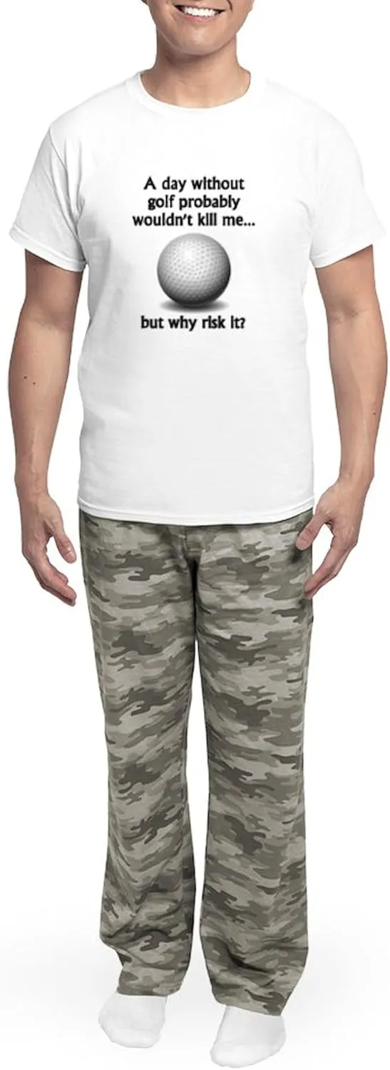 CafePress A Day Without Golf Pajamas Men's Novelty Light Pajama Set, Comfortable PJ Sleepwear