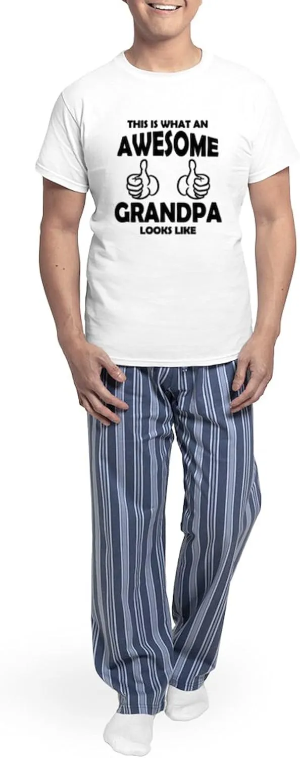 CafePress Awesome Grandpa Looks Like Pajamas Men's Novelty Light Pajama Set, Comfortable PJ Sleepwear